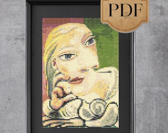 Picasso Marie Therese Walter Cross Stitch Pattern: Mini Tiny Art (PDF)