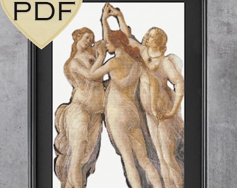 Botticelli's Primavera Cross Stitch Pattern: The Three Graces (PDF Pattern)