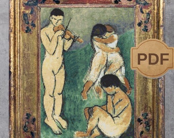 Modèle de point de croix Henri Matisse : croquis de musique (téléchargement numérique)