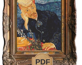 Van Gogh - Dr. Paul Gachet Cross Stitch Pattern (PDF Chart)