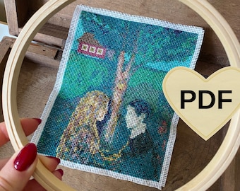 Edvard Munch 'Eye in Eye' Cross Stitch Pattern (Digital Download)