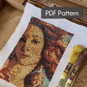 MINI The Birth of Venus by Sandro Botticelli Cross Stitch Pattern, Miniature wall decor venus, Instant download, Modern Wall Art Decor