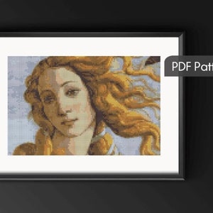 El nacimiento de Venus / Sandro Botticelli / Patrón de punto de cruz / Descarga digital instantánea / Punto de cruz contado / Decoración de pared botticelli
