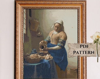 Milchmädchen Kreuzstichmuster: Vermeer Meisterwerk PDF-Datei
