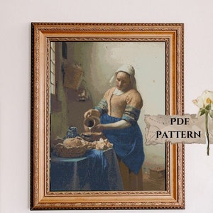 Schema punto croce &quot;La lattaia&quot;: capolavoro di Vermeer (file PDF)