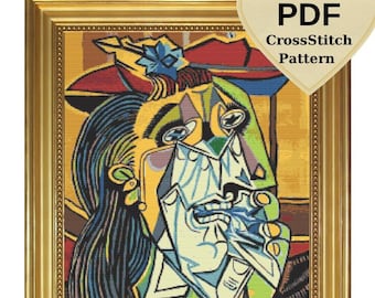 抽象画 人物画 「泣く女」　MW サイン入り Amazon.co.jp: パブロ・ピカソ「泣く女」浴室用抽象画アート