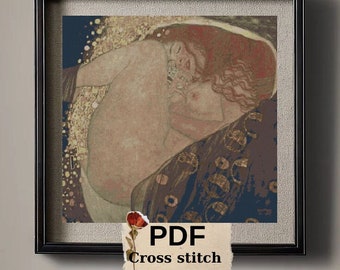 Danae Klimt Cross Stitch Pattern: Masterpiece Embroidery (PDF Pattern)