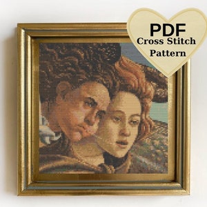 The Birth of Venus Cross Stitch Pattern, Sandro Botticelli, Masterpiece embroidery pattern, Instant Download, Venus details, Museum artwork