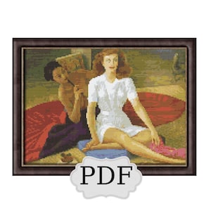 Diego Rivera Gemälde Kreuzstich Muster PDF, Stickmuster, Stickmuster, Handarbeiten Geschenk, winziger Kreuzstich, Wandkunstrahmen