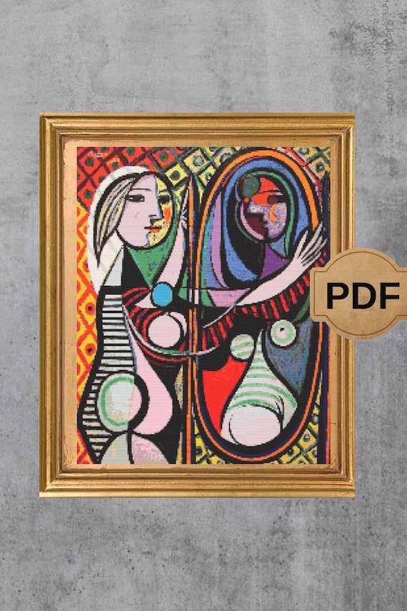 Girl Before a Mirror by Pablo Picasso Cross Stitch Pattern