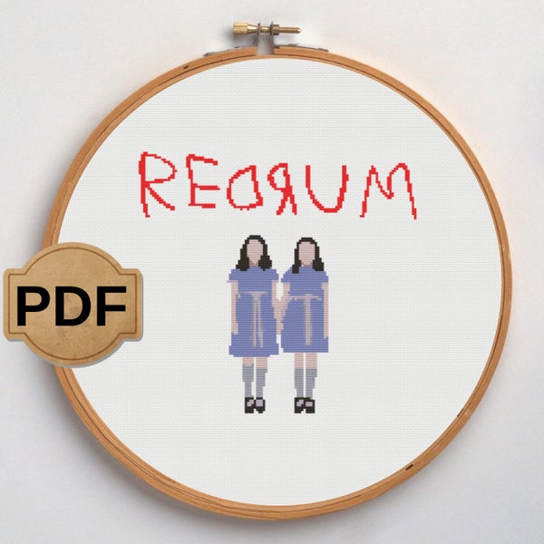 REDRUM Cross Stitch Pattern PDF, The Shining, movie embroidery, Jack Nicholson, stephen king, Pop culture, fans art, Instant download, hoop