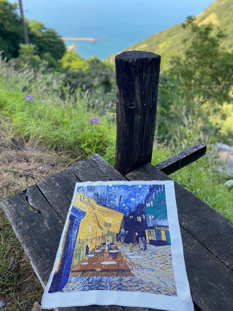 Patrón de punto de cruz de la terraza del café de Van Gogh por la noche, bordado de una famosa pintura (patrón en PDF) imagen 10