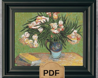 Kreuzstich-Muster: Vase mit Oleander