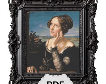 Carl Joseph Begas: Wilhelmine Portrait Cross Stitch Pattern (Digital Download)