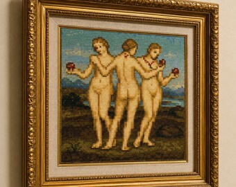 Die drei Grazien, Raphael Kreuzstichmuster PDF , inspiriert von klassischer Kunst