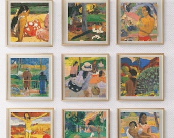 Paul Gauguin Paintings Cross Stitch Pattern: Mini Art Bundle (PDF)