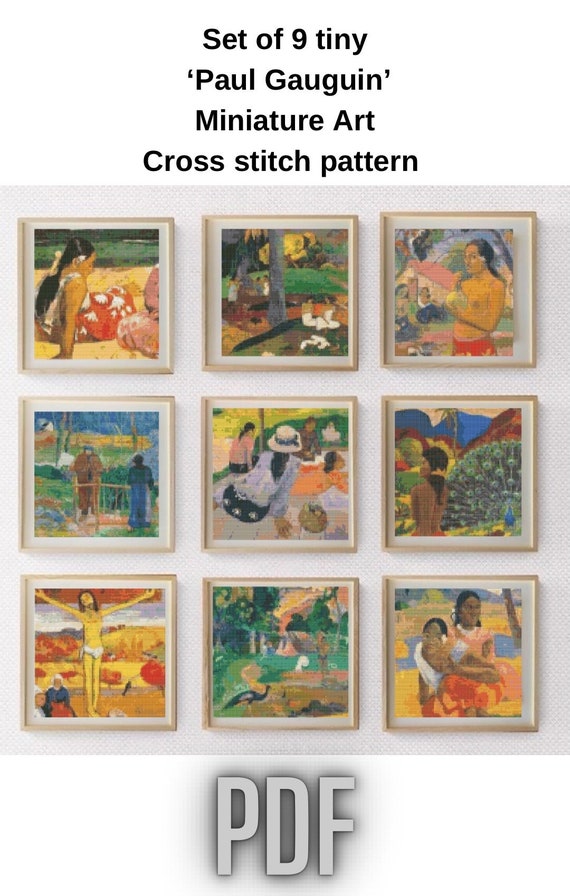 Paul Gauguin Paintings Cross Stitch Pattern: Mini Art Bundle (PDF)
