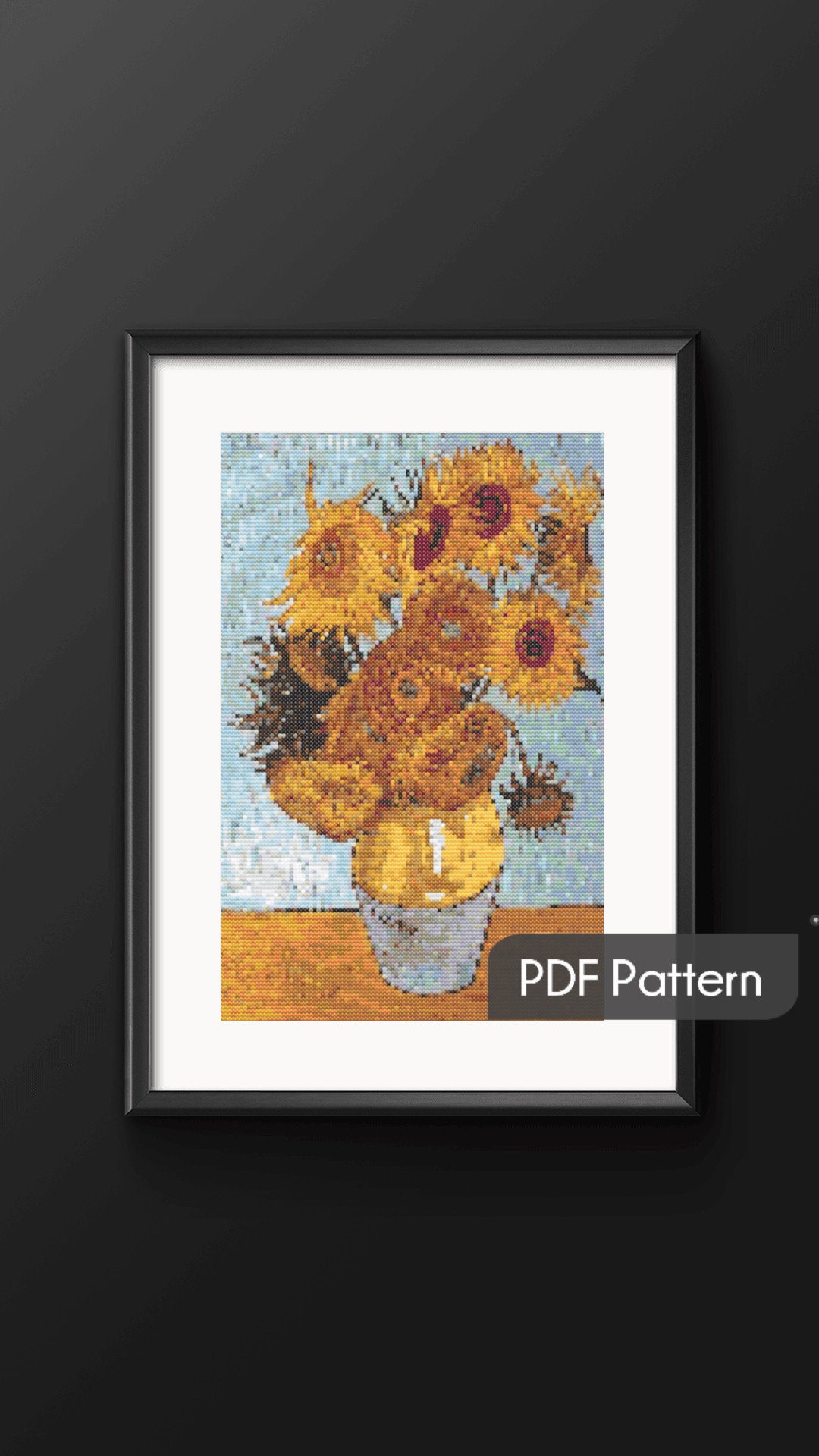 Van Gogh Sunflowers Cross Stitch Pattern PDF ,artwork Cross Stitch