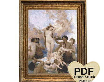 Geburt Der Venus Kreuzstichmuster: Bouguereau-Meisterwerk (PDF-Muster)