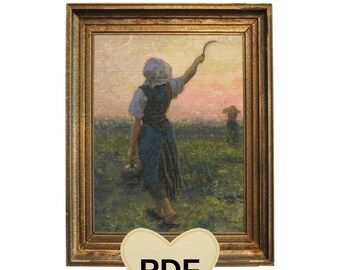 Jules Breton 'End of Work' Cross Stitch Pattern: Landscape Embroidery (PDF)