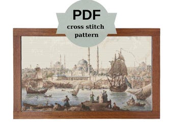 Kreuzstichmuster Istanbul Port, Yeni Camii, Jean-Baptiste Hilaire (PDF-Muster)