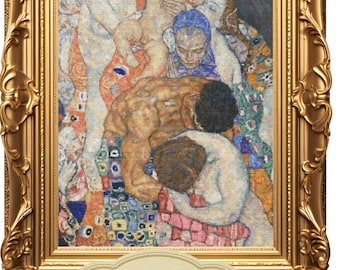 Patrón de punto de cruz "Muerte y vida" de Gustav Klimt, bordado artístico de gran formato (patrón en PDF)