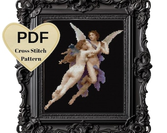 Amor und Psyche Kreuzstich-Muster: Bouguereau-Malerei (PDF-Muster)