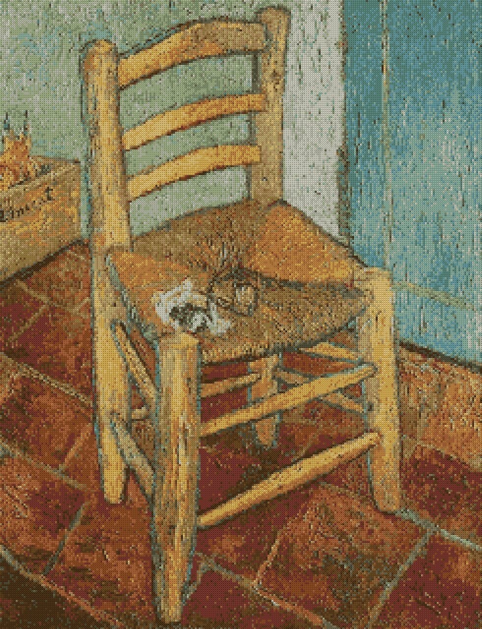 ゴッホの椅子のクロスステッチパターン：有名な絵画の刺繍（PDF