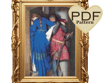 Burton's Meeting on the Turret Stairs Cross Stitch Pattern (PDF)