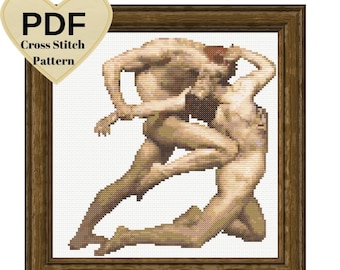 Dante and Virgil in Hell Cross Stitch Pattern: Bouguereau Painting (PDF Pattern)