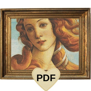 Geburt der Venus Details von Sandro Botticelli Kreuzstich Muster Digitaler Download, berühmtes Gemälde, Meisterwerk Kunst, handgemachtes Geschenk, PDF