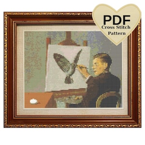 Magritte Hellsehen Kreuzstich-Muster: Selbstporträt-Stickerei (PDF)