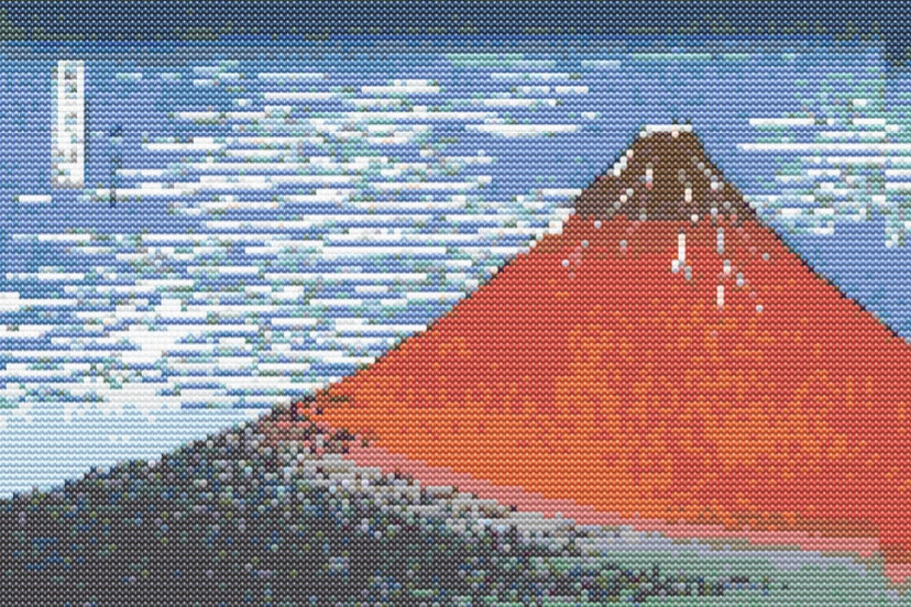 クロスステッチ完成品【富士山】 クロスステッチ 富士山と桜の刺繍 完成品 約63cm×38cm 中判 - メルカリ