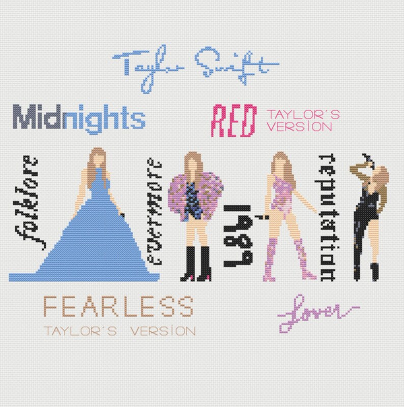 Taylor Swift Cross Stitch Pattern, Swiftie Bundle, Instant Download,music Midnights