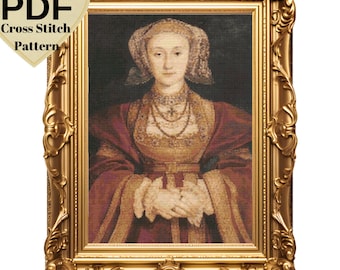 Anne of Cleves Cross Stitch Pattern: Tudor Queen Embroidery (PDF Pattern)