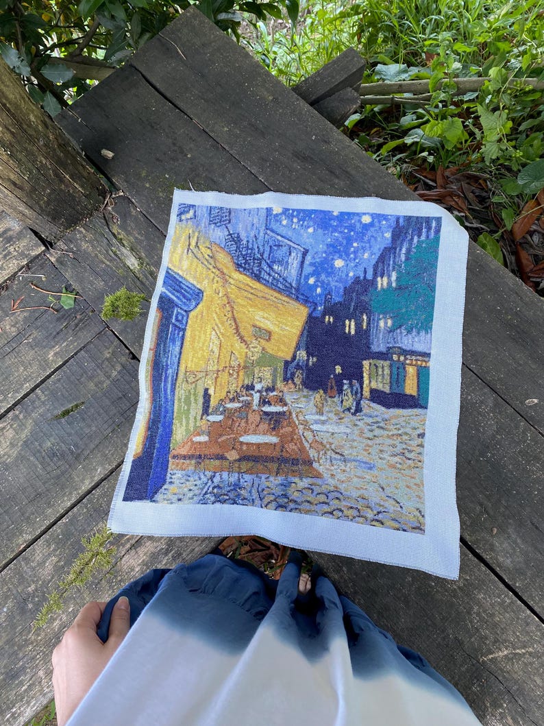 Patrón de punto de cruz de la terraza del café de Van Gogh por la noche, bordado de una famosa pintura (patrón en PDF) imagen 8