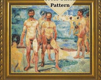 Edvard Munch Bathing Men Cross Stitch Pattern (PDF)
