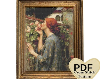 Die Seele der Rose Kreuzstich-Muster: Waterhouse Gemälde (PDF-Muster)