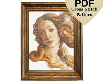 Botticelli Birth of Venus Cross Stitch Pattern: Famous Painting (PDF Digital Download)