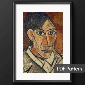 Picasso Self Portrait Cross Stitch Pattern: Modern Art (Digital PDF)
