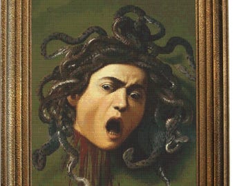 Medusa by Caravaggio Cross Stitch Pattern: Famous Painting (PDF Pattern)