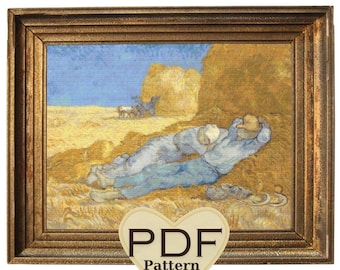 Van Gogh's The Siesta Cross Stitch Pattern: Large Famous Painting (PDF Pattern)