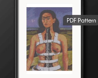Frida Kahlo: The Broken Column Cross Stitch Pattern PDF, Digital Download, FAMOUS painting
