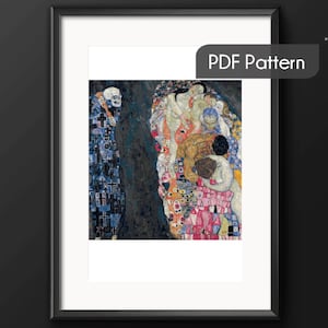 Tod und Leben von Gustav Klimt Kreuzstich Muster, PDF, lustiger Kreuzstich, lustiger Kreuzstich, lustiger Kreuzstich, lustiger Kreuzstich, Zählmuster