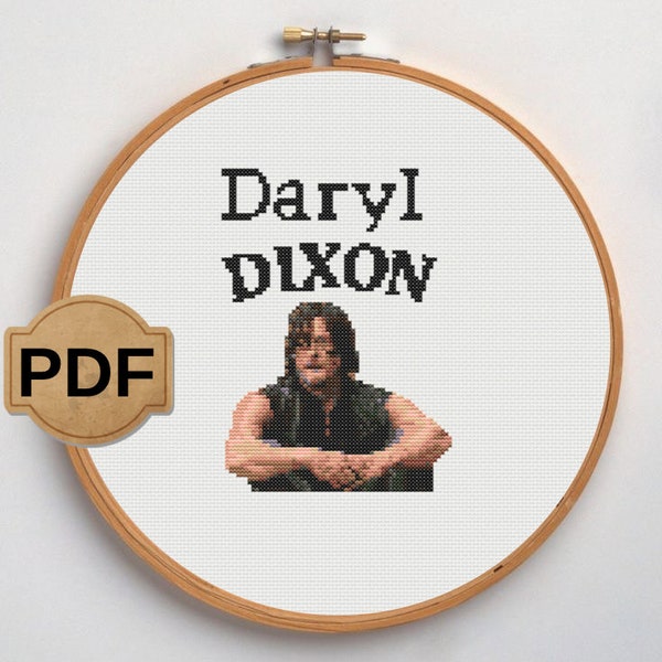 Daryl Dixon The Walking Dead cross stitch pattern, TV Series,TWD Character, PDF Pattern, Instant download, hoop art cross stitch, fan art
