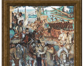 Diego Rivera Cross Stitch Pattern: Mural of Mexico (PDF Digital Download)