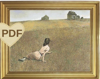 Andrew Wyeth-Christina's World Cross Stitch Pattern, Instant Download, large easy counted cross stitch, Masterpiece famous painting, PDF art