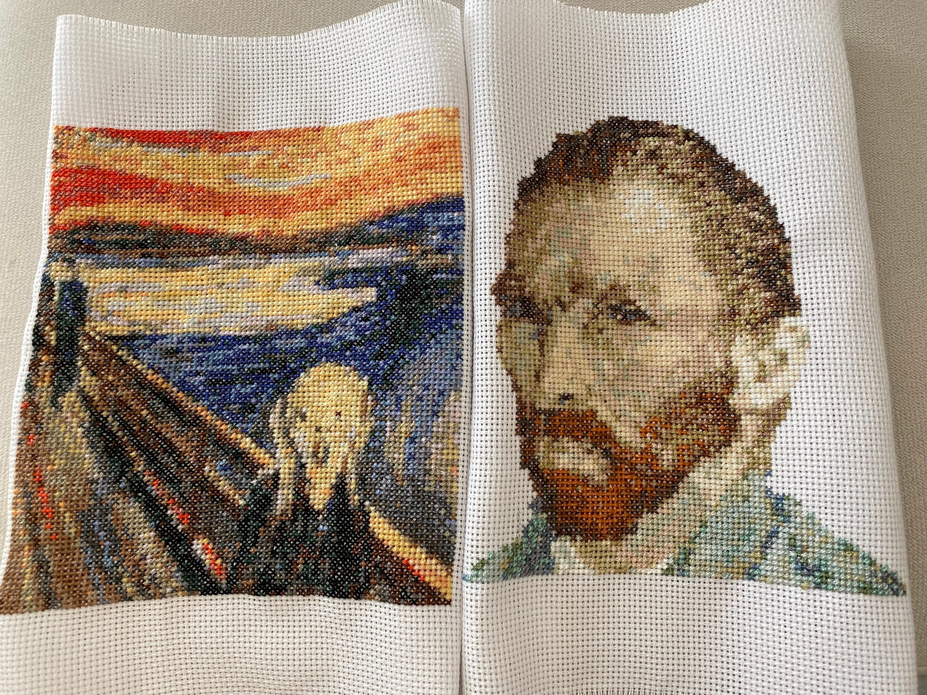 エドヴァルド・ムンクの「叫び」クロスステッチパターン：小さなアート