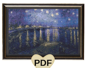 Van Gogh Sternennacht über der Rhone Kreuzstichmuster (PDF Download)
