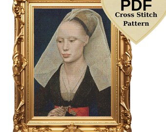Rogier van der Weyden Portrait Cross Stitch Pattern: Medieval Lady (PDF Pattern)